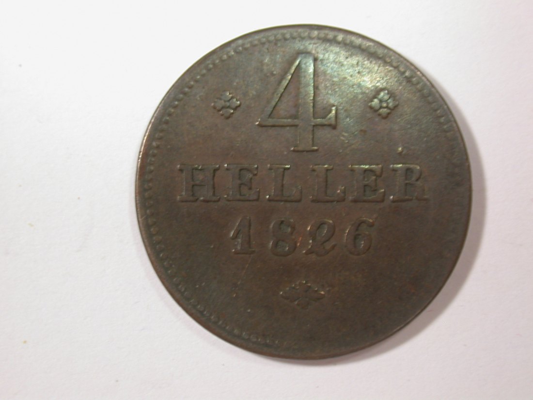  G17  Hessen-Kassel  4 Heller 1826 in ss  Originalbilder   