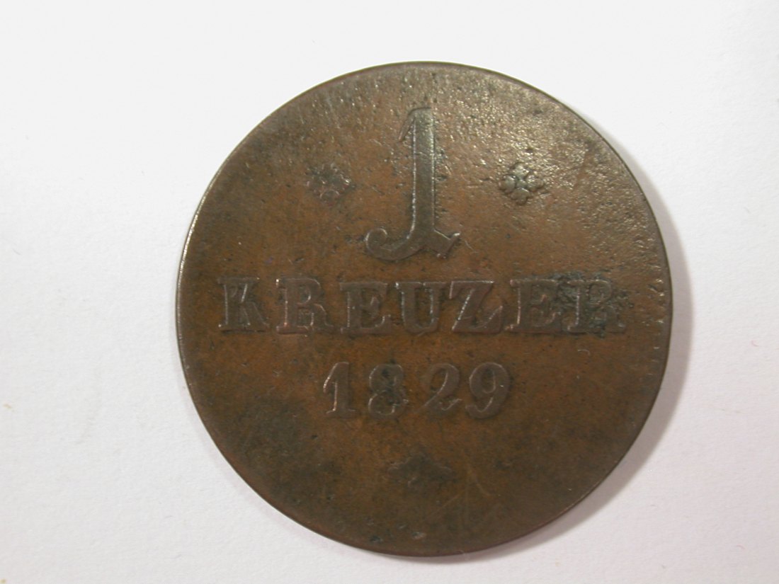  G17  Hessen Kurhessen 1 Kreuzer 1829 in ss   Originalbilder   