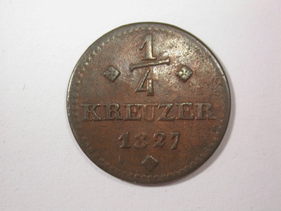  G17  Hessen Kurhessen 1/4 Kreuzer 1827 in ss+  gute Erhaltung !!  Originalbilder   
