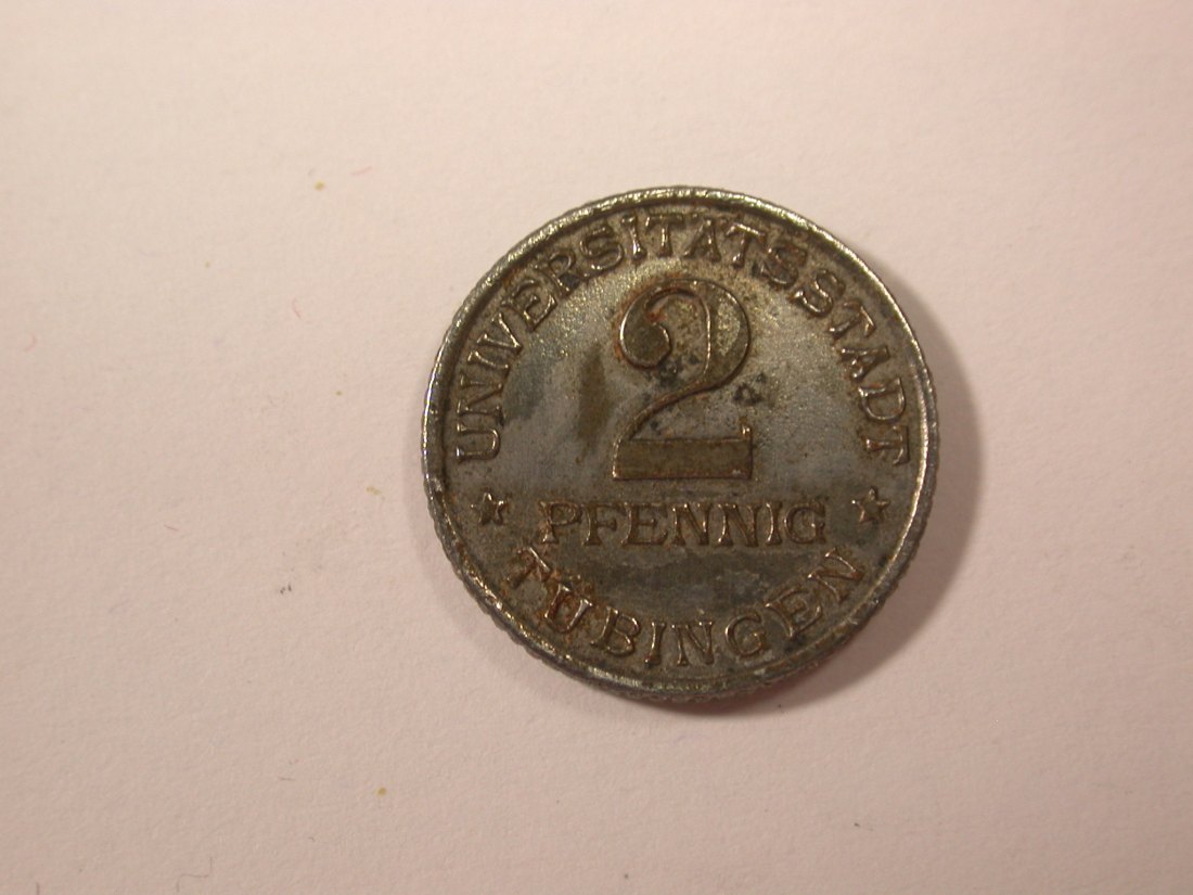 G17 Notgeld Tübingen 2 Pfennig 1920 in f.st, kleinere Roststellen Originalbilder