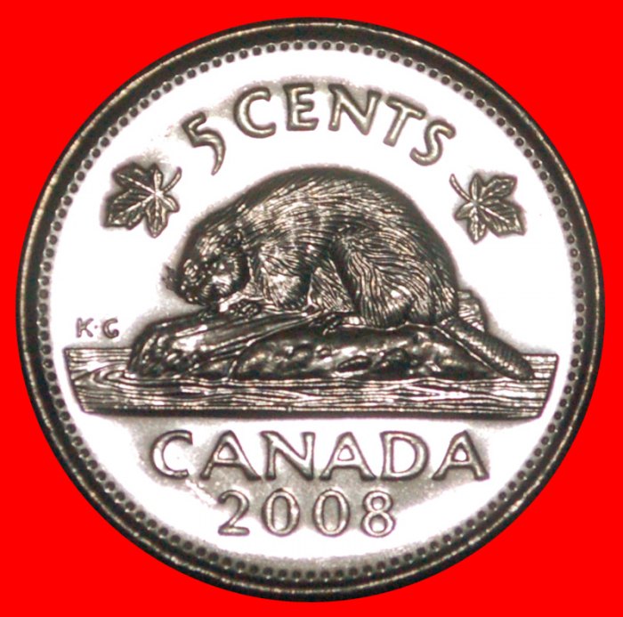  * BEAVER (1937-2022): CANADA ★ 5 CENTS 2008 UNC! ELIZABETH II (1953-2022) ★LOW START ★NO RESERVE   