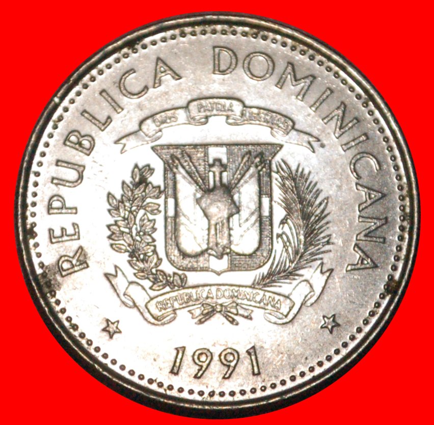  * CANADA (1989-1991): DOMINICAN REPUBLIC ★ 25 CENTAVOS 1991 MINT LUSTRE! OXEN!★LOW START ★NO RESERVE   