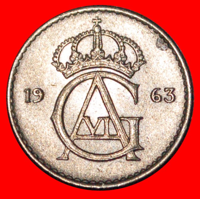 * MONOGRAM 1962-1973:SWEDEN★25 ORE 1963U MINT LUSTRE★GUSTAV VI ADOLF 1950-1973★LOW START ★NO RESERVE