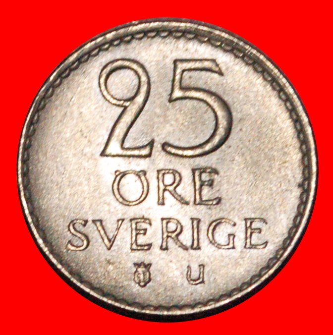  * MONOGRAM 1962-1973:SWEDEN★25 ORE 1963U MINT LUSTRE★GUSTAV VI ADOLF 1950-1973★LOW START ★NO RESERVE   