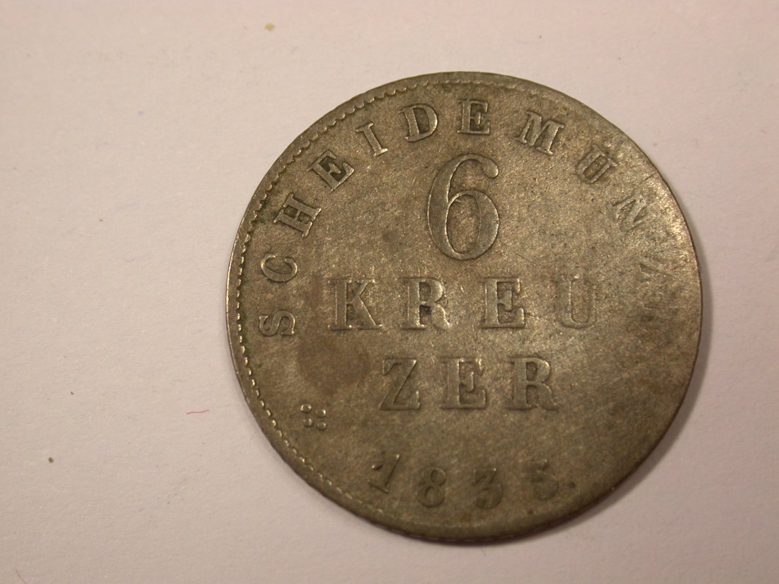 G18 Hessen-Darmstadt 6 Kreuzer 1835 in s Originalbilder
