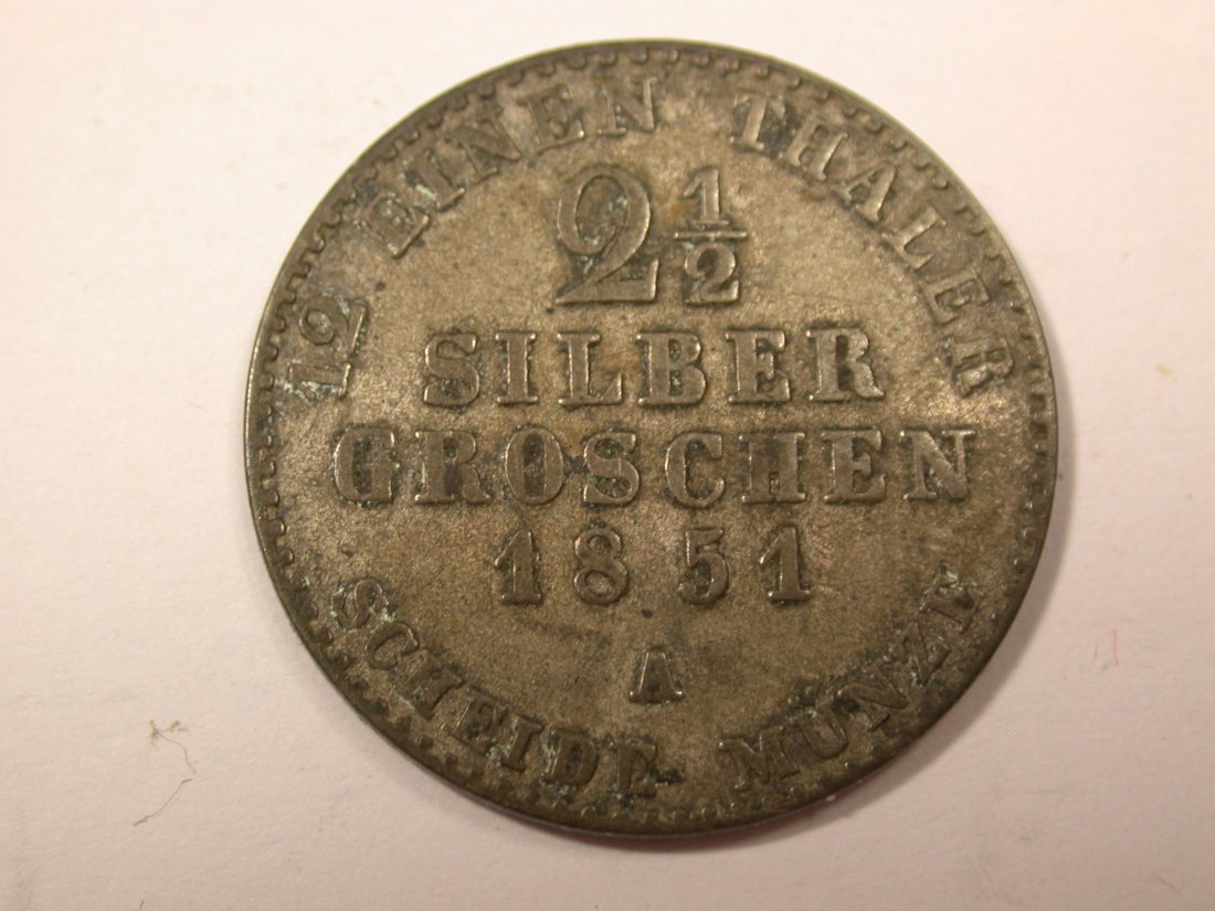  G18  Preussen  2,5 Silbergroschen 1851 A in ss+  Originalbilder   