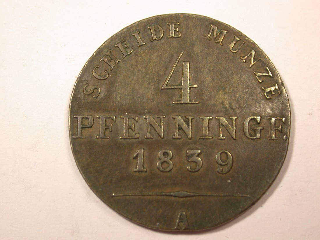 G18 Preussen 4 Pfennig 1839 D in ss-vz/f.vz Seltener Originalbilder