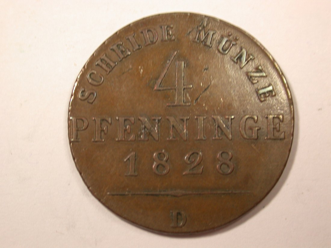  G18  Preussen  4 Pfennig 1828 D in ss-vz/f.vz  Seltener  Originalbilder   