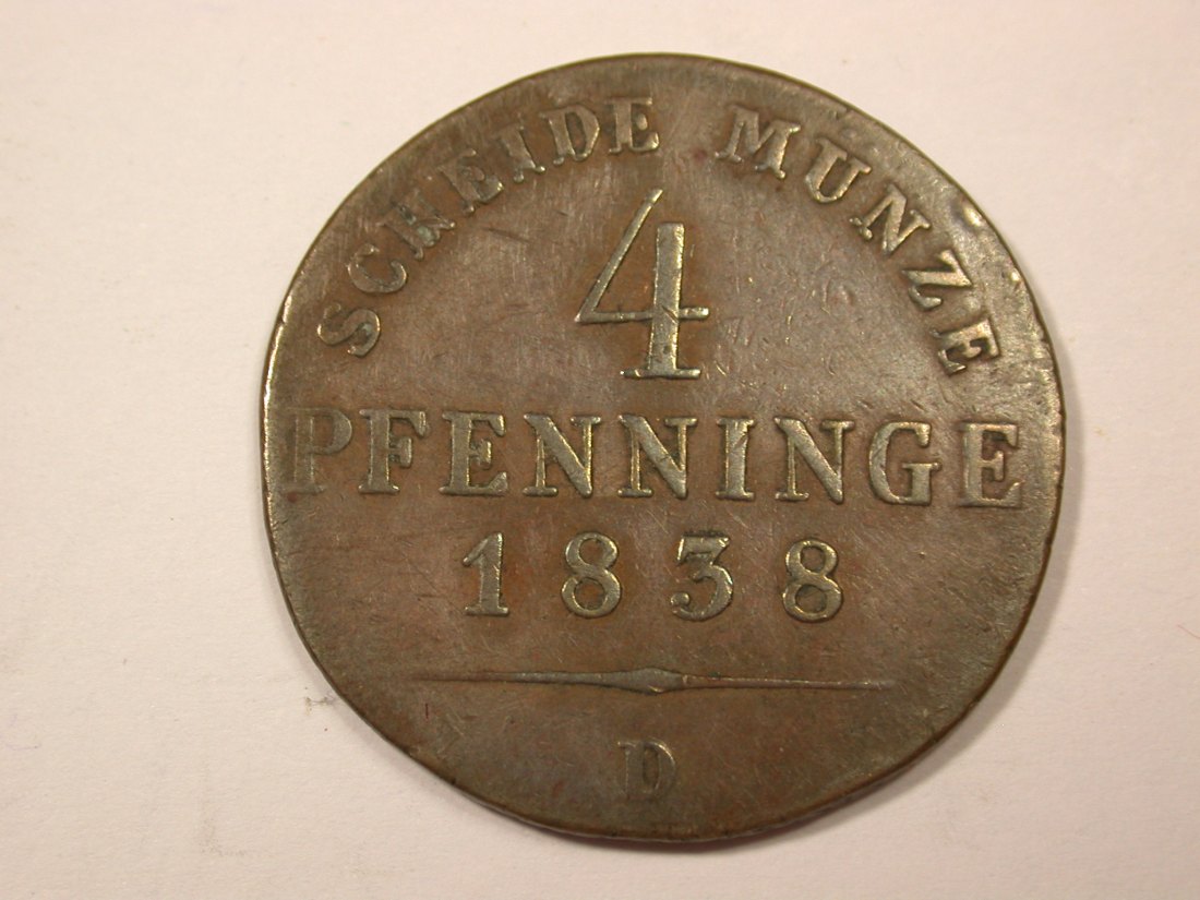 G18 Preussen 4 Pfennig 1838 D in ss seltener Originalbilder
