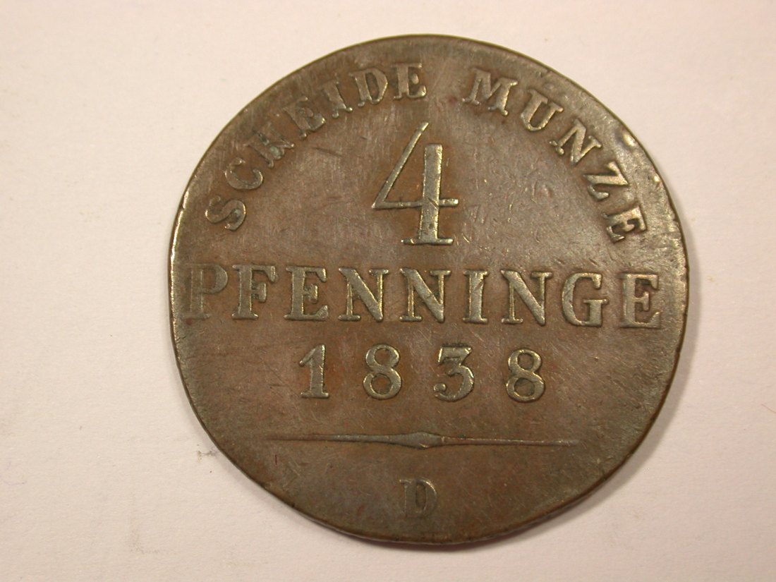  G18  Preussen  4 Pfennig 1838 D in ss  seltener  Originalbilder   