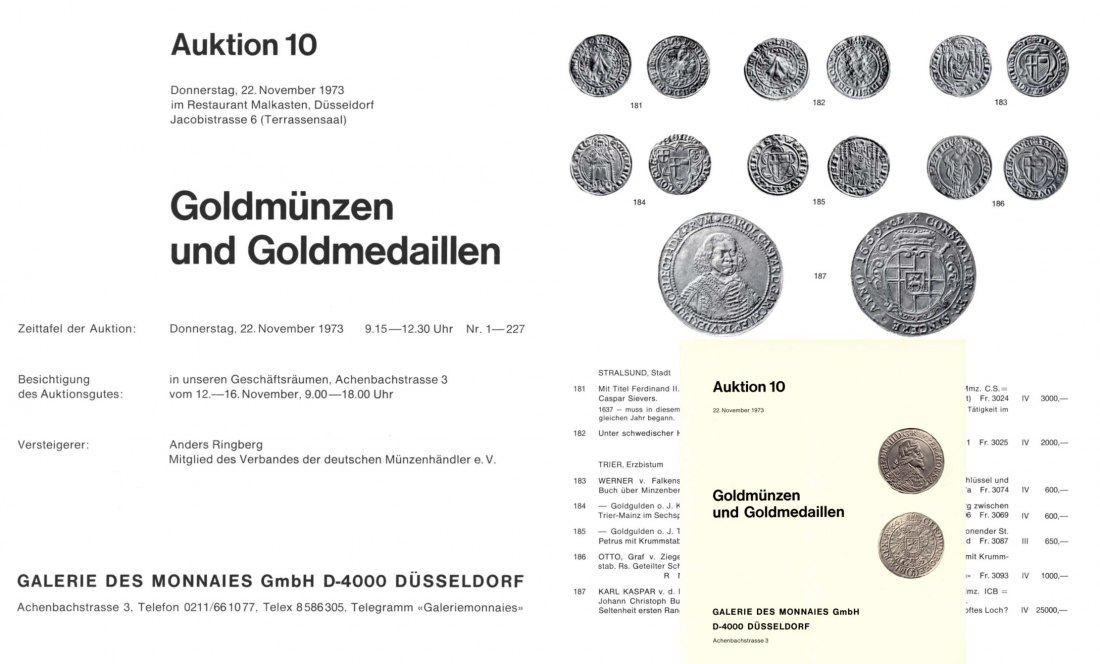  Galerie des Monnaies (Düsseldorf) 10 (1973) Goldmünzen & Goldmedaillen   