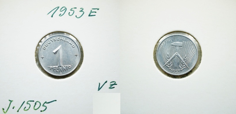  DDR 1 Pfennig 1953 E   