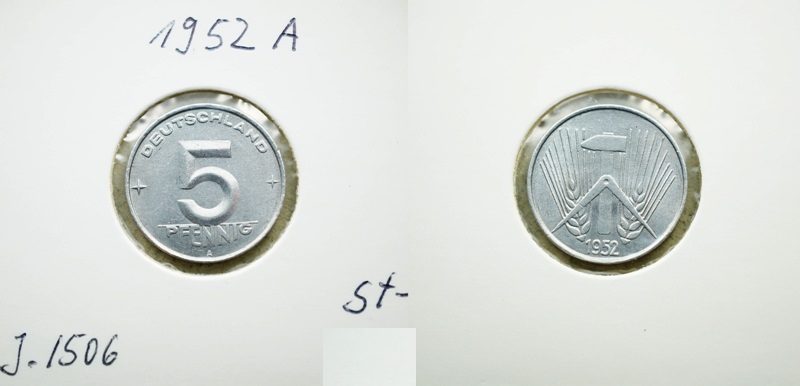  DDR 5 Pfennig 1952 A   