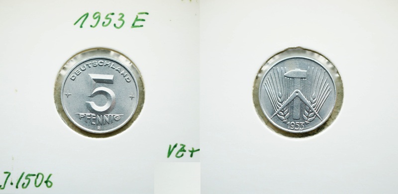  DDR 5 Pfennig 1953 E   