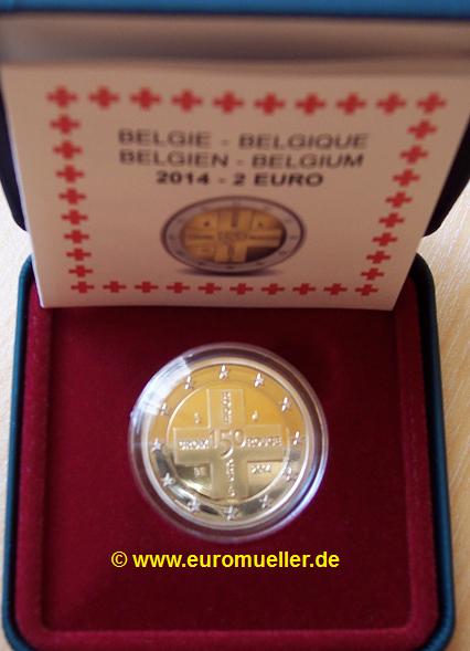Belgien 2 Euro Sondermünze 2014...Rotes Kreuz...PP   