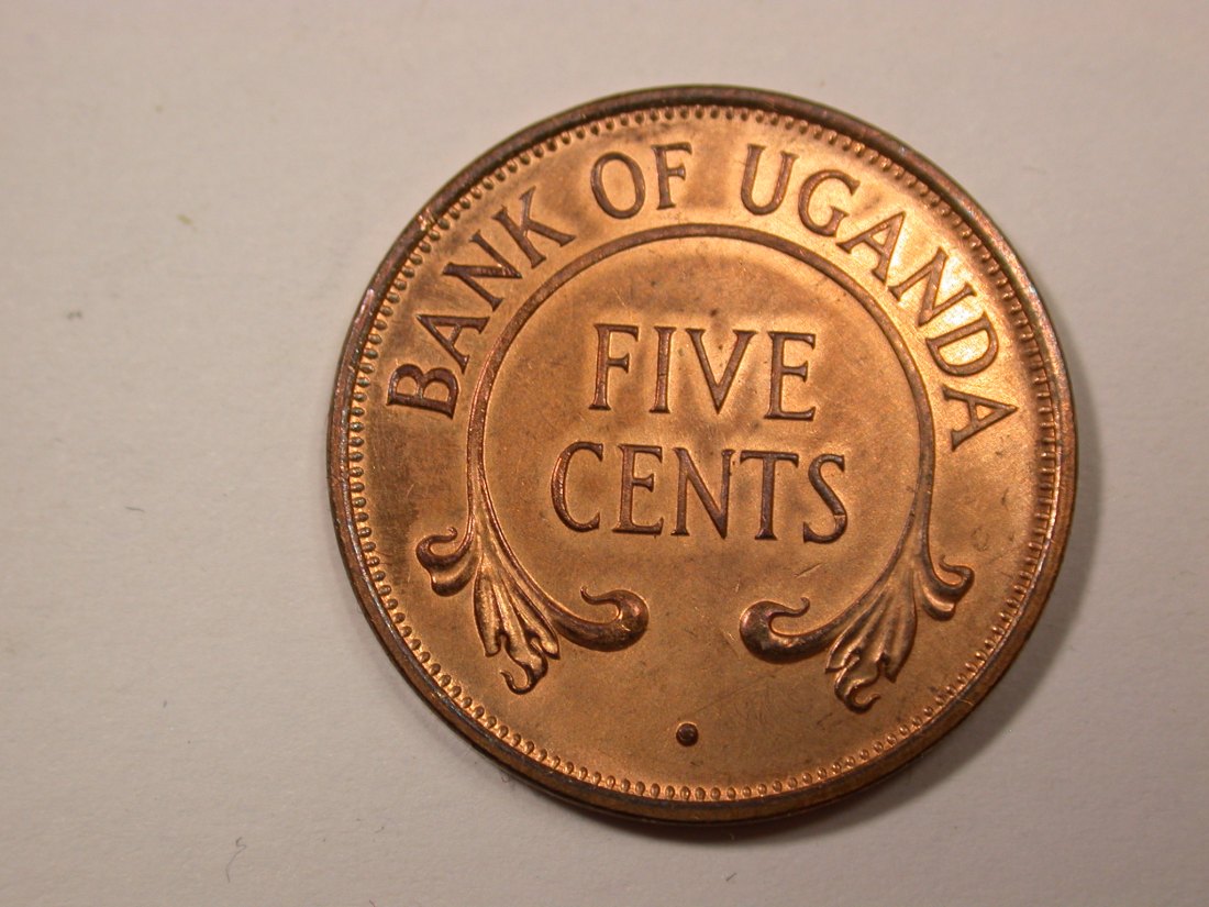  G19  Uganda 5 Cents 1966 in ST-fein  Originalbilder   