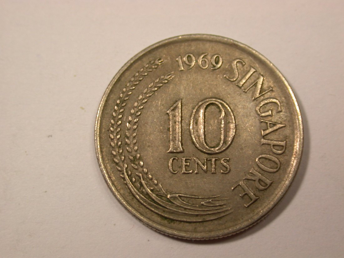  G19  Singapur  10 Cents 1969 in ss-vz  Originalbilder   