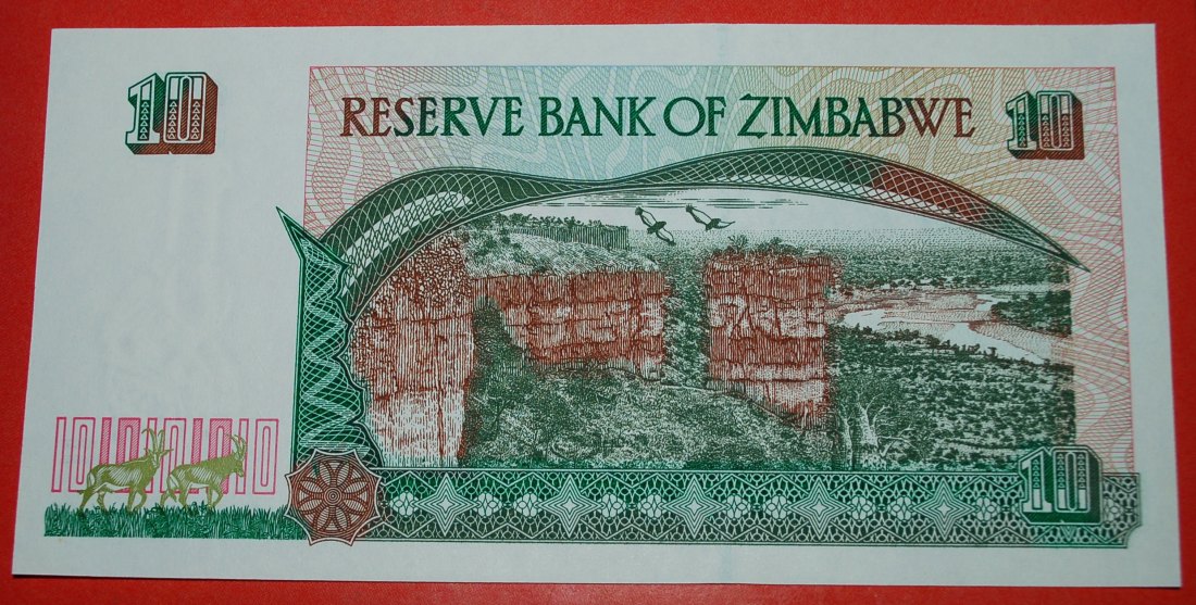  * ANTELOPE & CLIFFS ★ ZIMBABWE★ 10 DOLLARS 1997! UNC CRISP!★LOW START ★ NO RESERVE!   