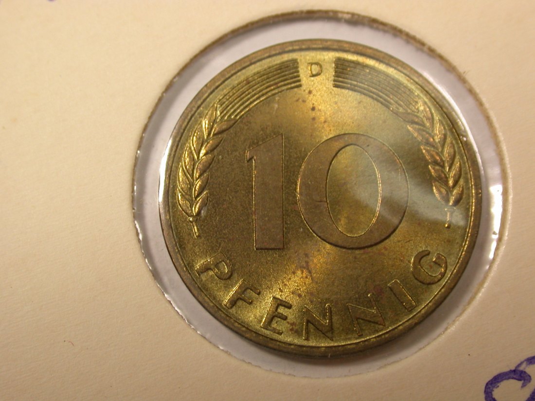  G19  BRD  10 Pfennig 1968 D in f.st/st (bfr.)  Originalbilder   