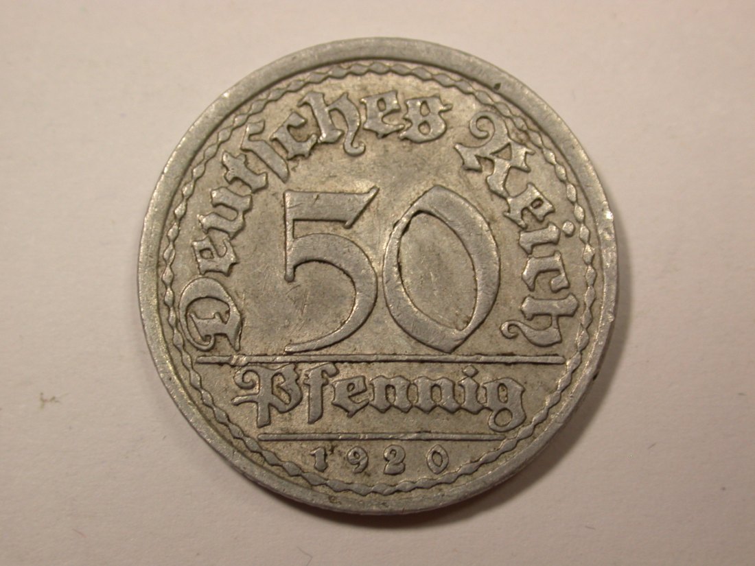 G19  Weimar  50 Pfennig 1920 F in ss+ Originalbilder   
