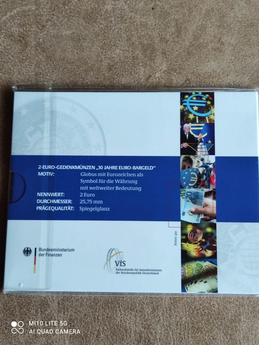  BRD Deutschland 2 Euro Set 2012 Spiegelglanz 10 Jahre Euro-Bargeld proof pp   