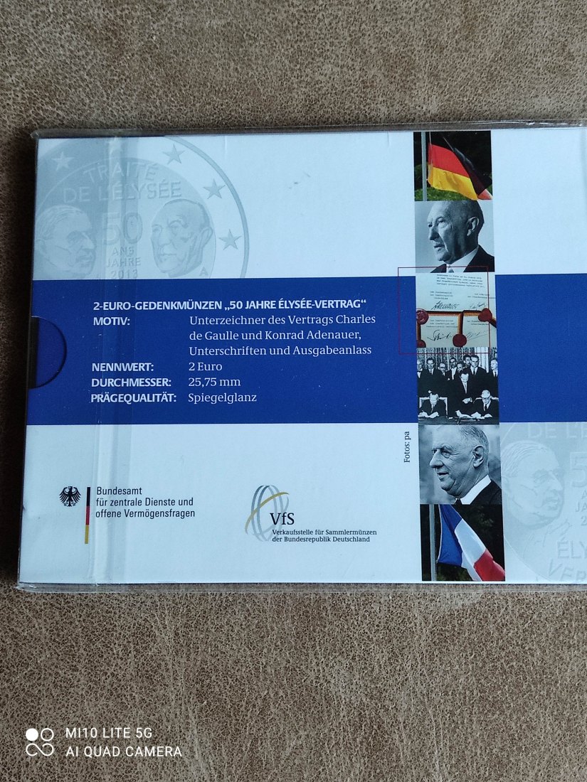  BRD Deutschland 2 Euro Set 2013 Spiegelglanz 50 Jahre Elysee-Vertrag proof pp   