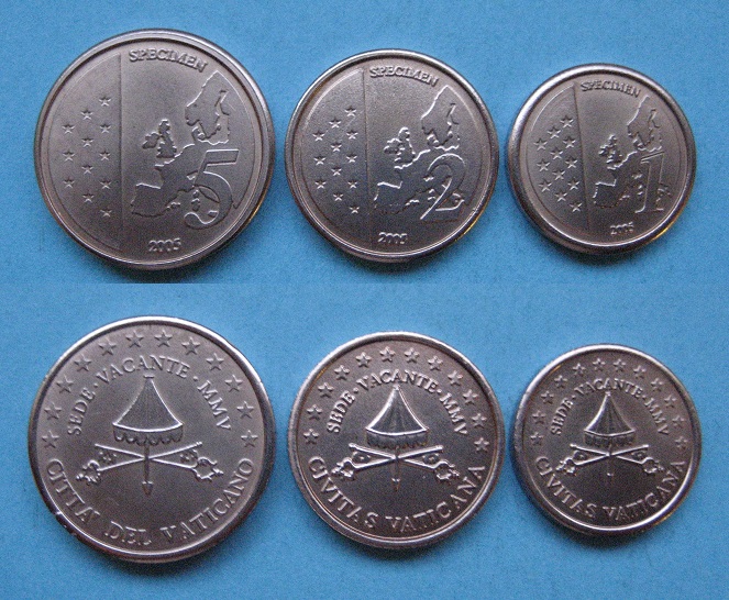  Vatikan 1-2-5 Cent 2005 Specimen Probeprägung STgl  (K3)   