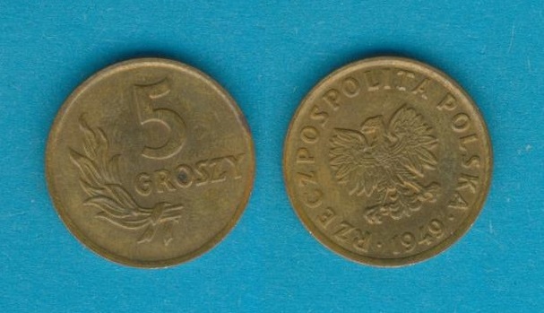  Polen 5 Groszy 1949 Bronze   