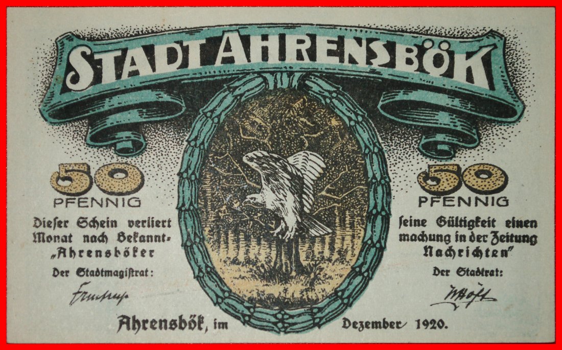 * OLDENBURG: GERMANY AHRENSBOEK ★ 50 PFENNIG 1920 UNC CRISP! WORLD TREE!★LOW START ★ NO RESERVE!