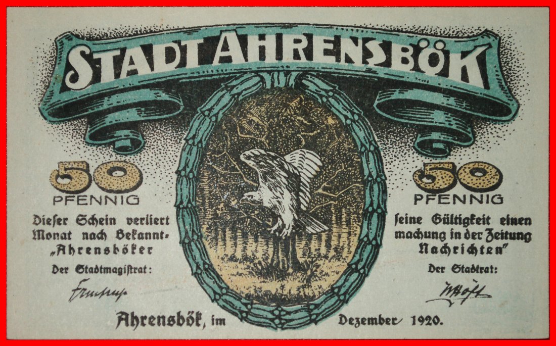  * OLDENBURG: GERMANY AHRENSBOEK ★ 50 PFENNIG 1920 UNC CRISP! WORLD TREE!★LOW START ★ NO RESERVE!   