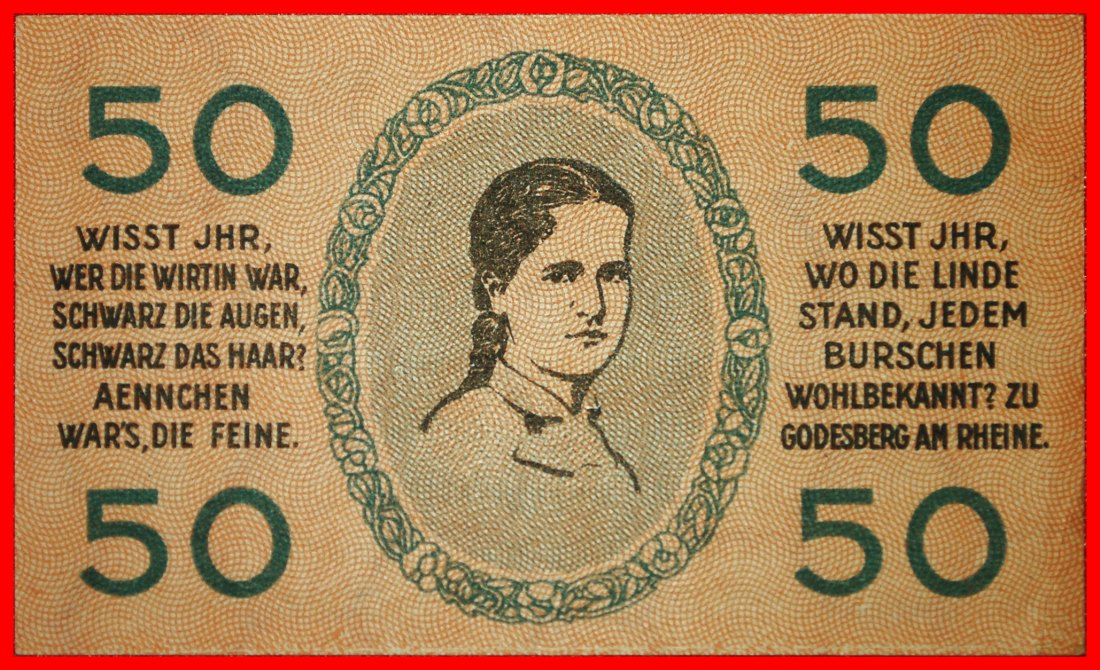 * RHINE: GERMANY BAD GODESBERG ★ 50 PFENNIG 1920 CRISP! TO BE PUBLISHED!★LOW START ★ NO RESERVE!