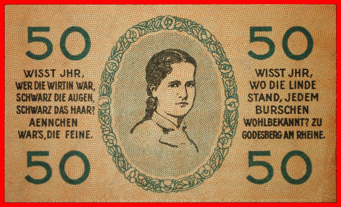  * RHEIN:DEUTSCHLAND BAD GODESBERG★50 PFENNIG 1920 VZGL KNACKIG★VERÖFFENTLICHT WERDEN★OHNE VORBEHALT!   