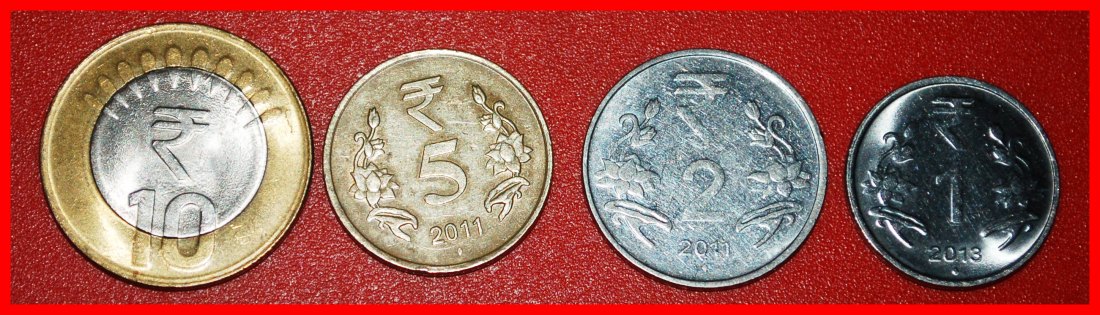  * TYPE SET OF 4 COINS (2011-2019): INDIA ★ 1-2-5-10 RUPEES!★LOW START ★ NO RESERVE!   