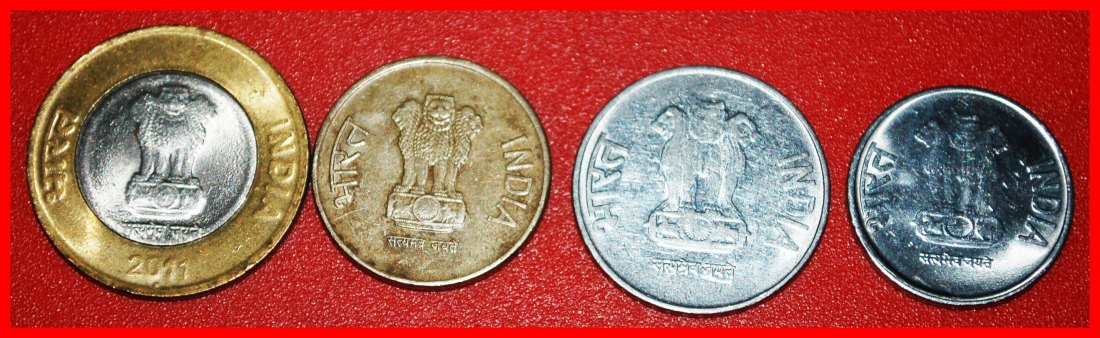  * TYPE SET OF 4 COINS (2011-2019): INDIA ★ 1-2-5-10 RUPEES!★LOW START ★ NO RESERVE!   