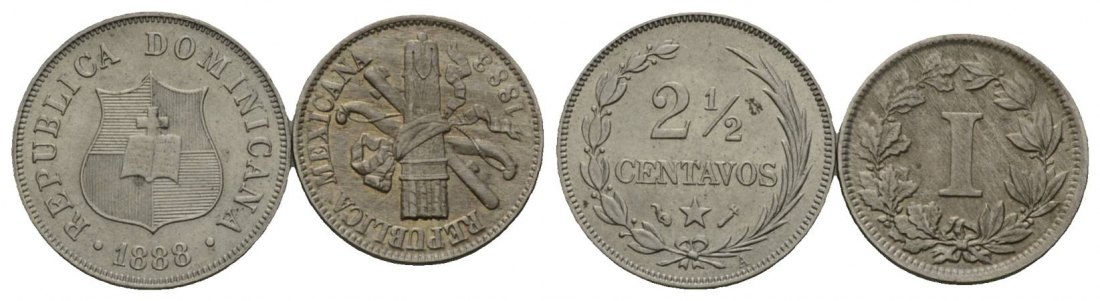  Ausland; 2 Kleinmünzen 1888/1883   