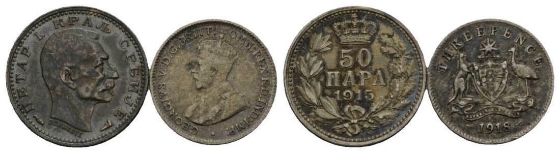 Ausland; 2 Kleinmünzen 1915/1918   