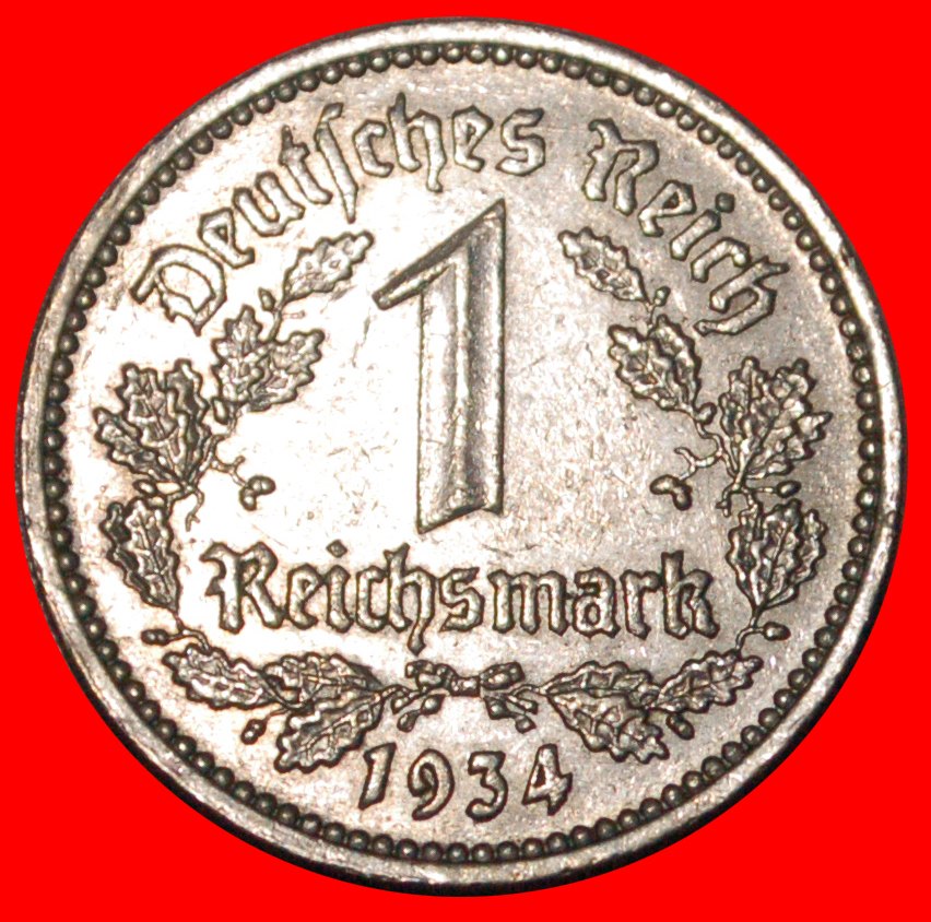  * NO SWASTIKA (1933-1939): GERMANY ★ 1 MARK 1934A! THIRD REICH (1933-1945) ★LOW START ★ NO RESERVE!   