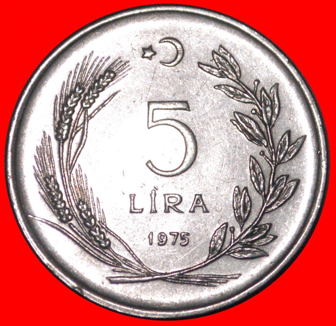  * ATATURK (1923-1938): TURKEY ★ 5 LIRAS 1975 MINT LUSTRE!★LOW START ★ NO RESERVE!   