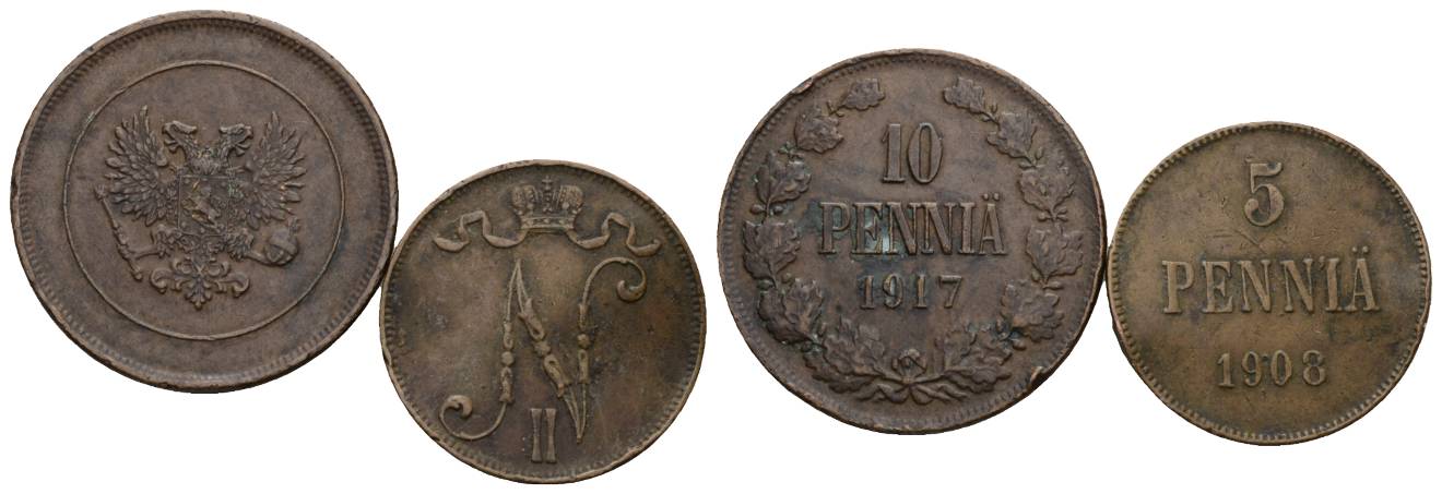  Ausland; 2 Kleinmünzen 1917-1908   