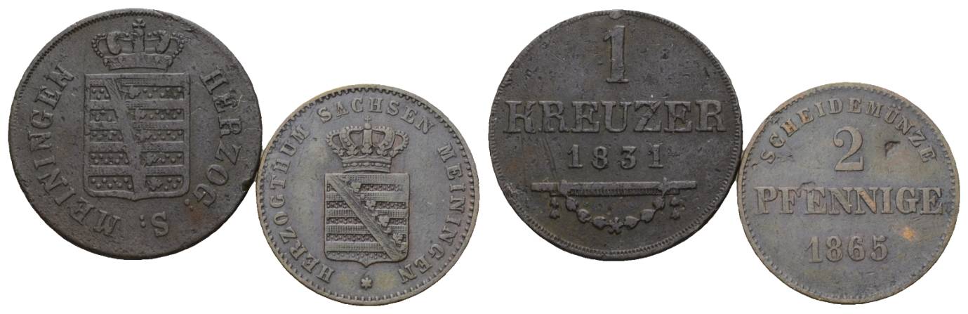  Altdeutschland; 2 Kleinmünzem 1831/1865   