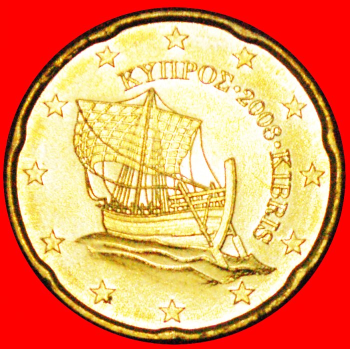 * FINNLAND NICHT GRIECHENLAND (2008-2022): ZYPERN ★ 20 EURO CENT 2008 STG SCHIFF! OHNE VORBEHALT!