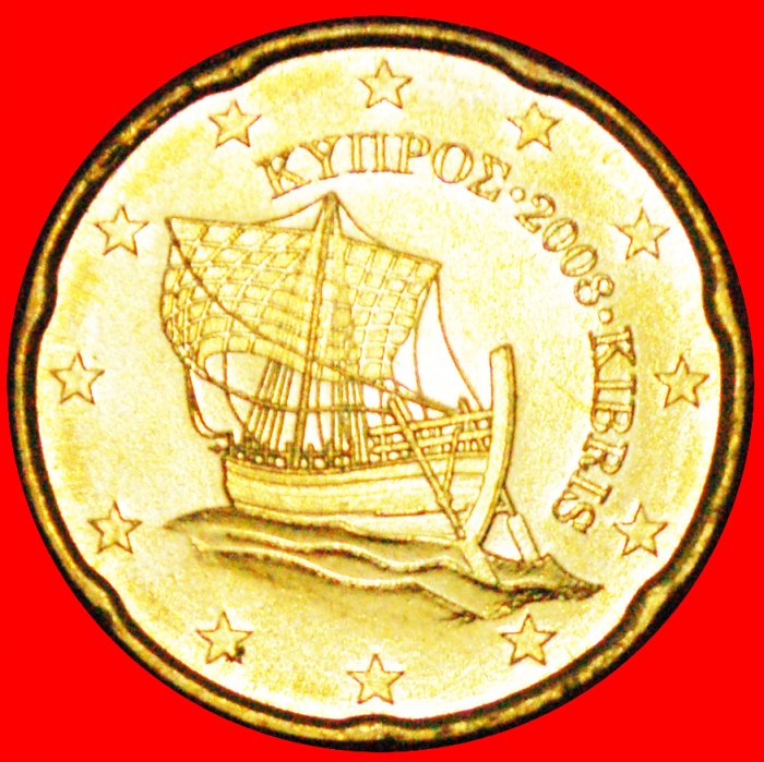  * FINNLAND NICHT GRIECHENLAND (2008-2022): ZYPERN ★ 20 EURO CENT 2008 STG SCHIFF! OHNE VORBEHALT!   