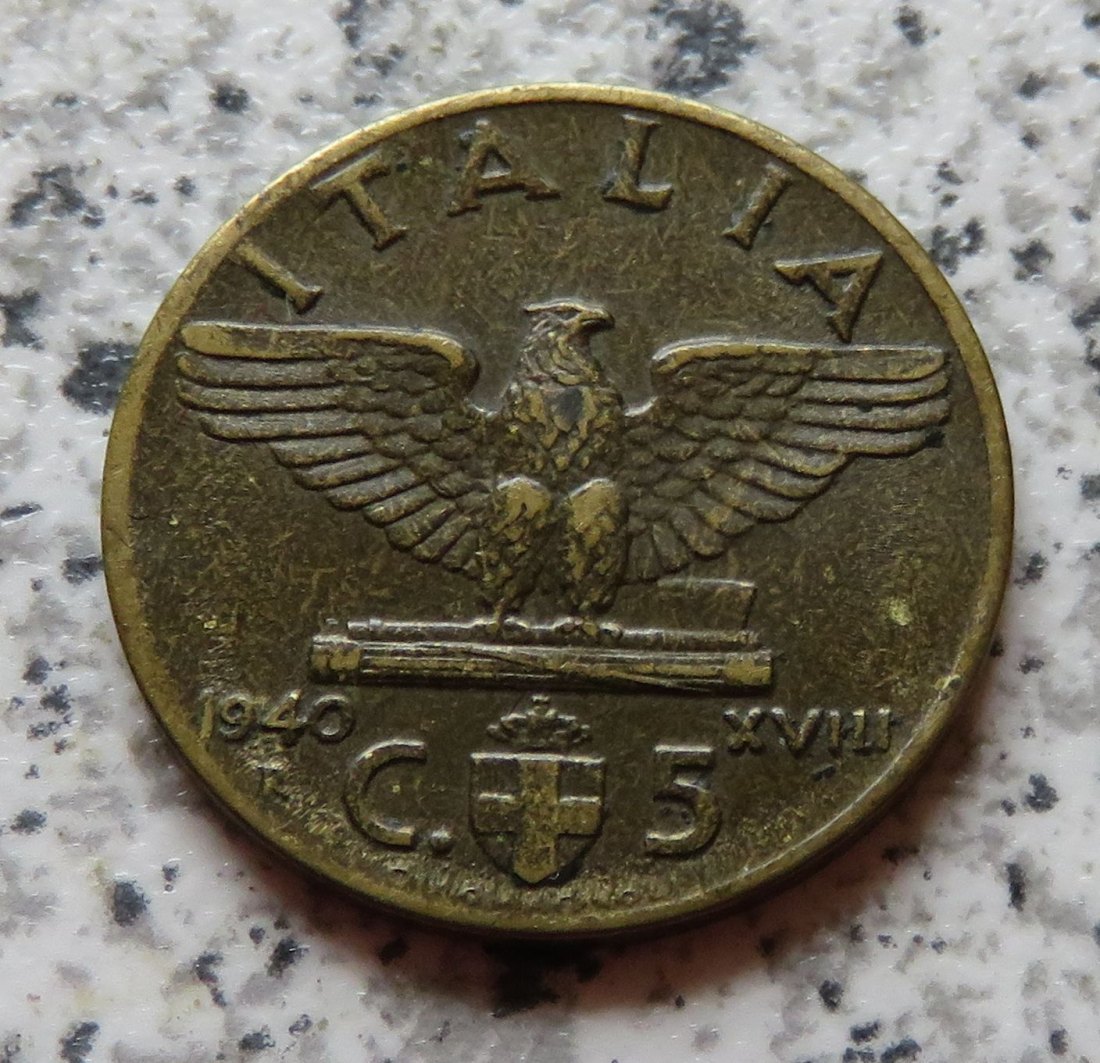  Italien 5 Centesimi 1940 R, Jahr XVIII   