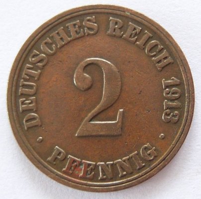  Deutsches Reich 2 Pfennig 1913 A Kupfer ss   