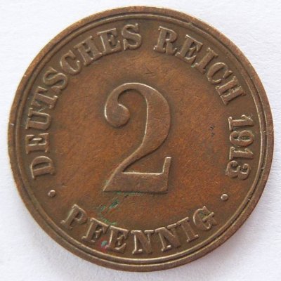  Deutsches Reich 2 Pfennig 1913 A Kupfer ss   