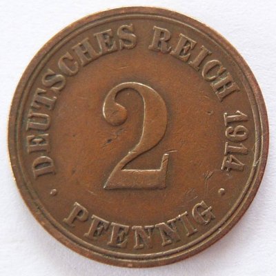  Deutsches Reich 2 Pfennig 1914 A Kupfer ss   