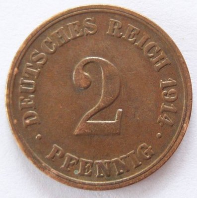  Deutsches Reich 2 Pfennig 1914 E Kupfer ss   