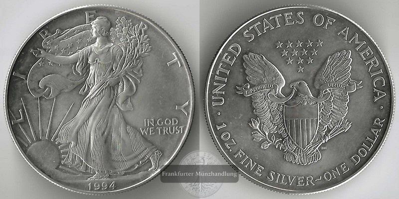  USA  1 Dollar 1994   American Eagle  FM-Frankfurt   Feinsilber: 31,1g   