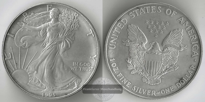  USA  1 Dollar 1995   American Eagle  FM-Frankfurt   Feinsilber: 31,1g   