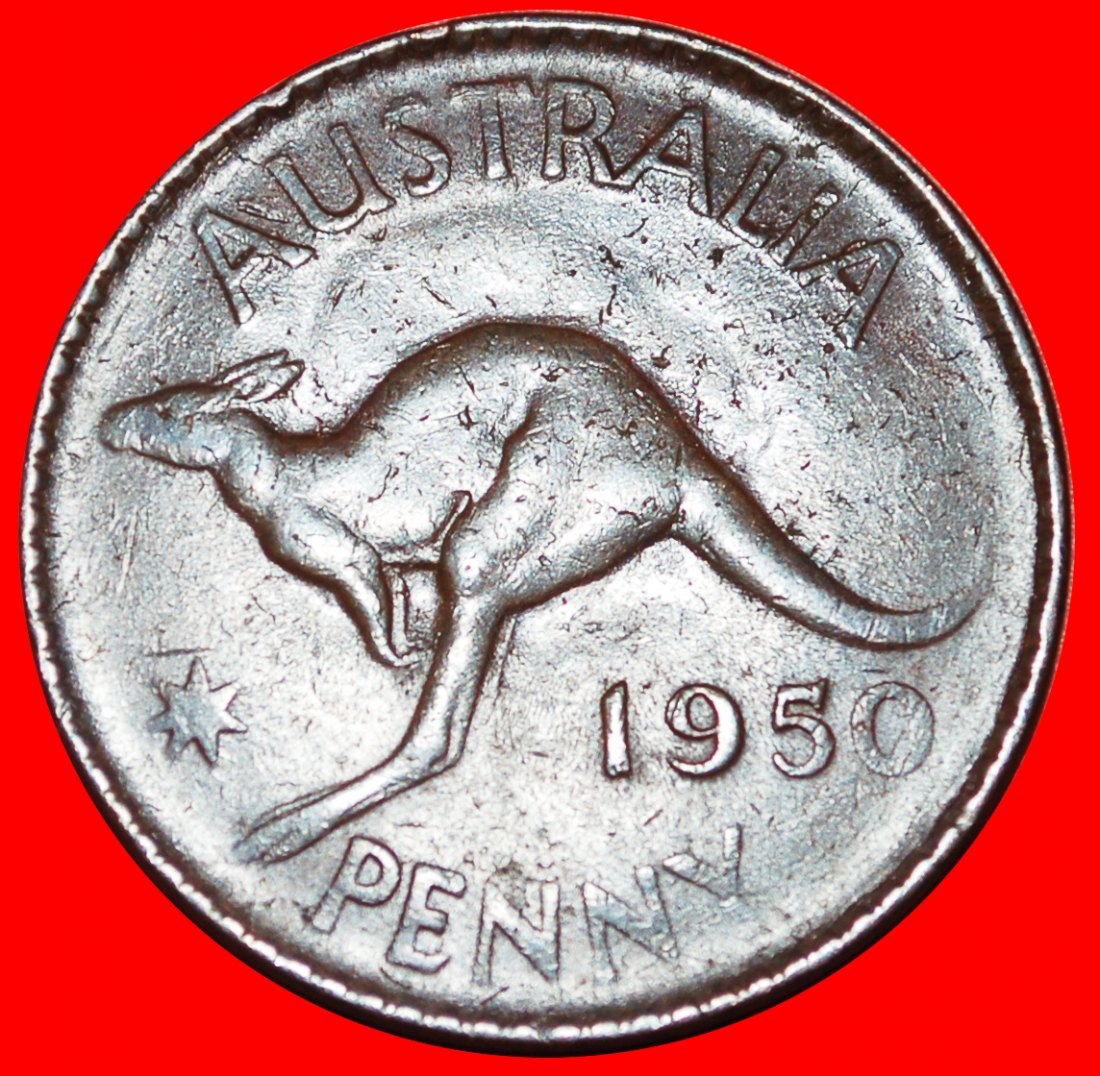* GEORG VI. (1937-1952): AUSTRALIEN ★ 1 PENNY 1950 MELBOURNE! KÄNGURU LINK! OHNE VORBEHALT!